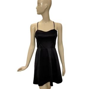 By&by Navy blue satin evening dress crisscross back size 11